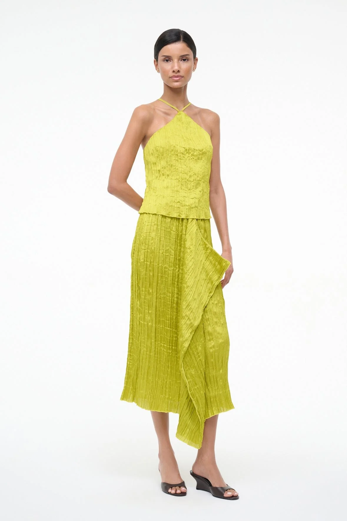 MAI SKIRT | CHARTREUSE PLISSE