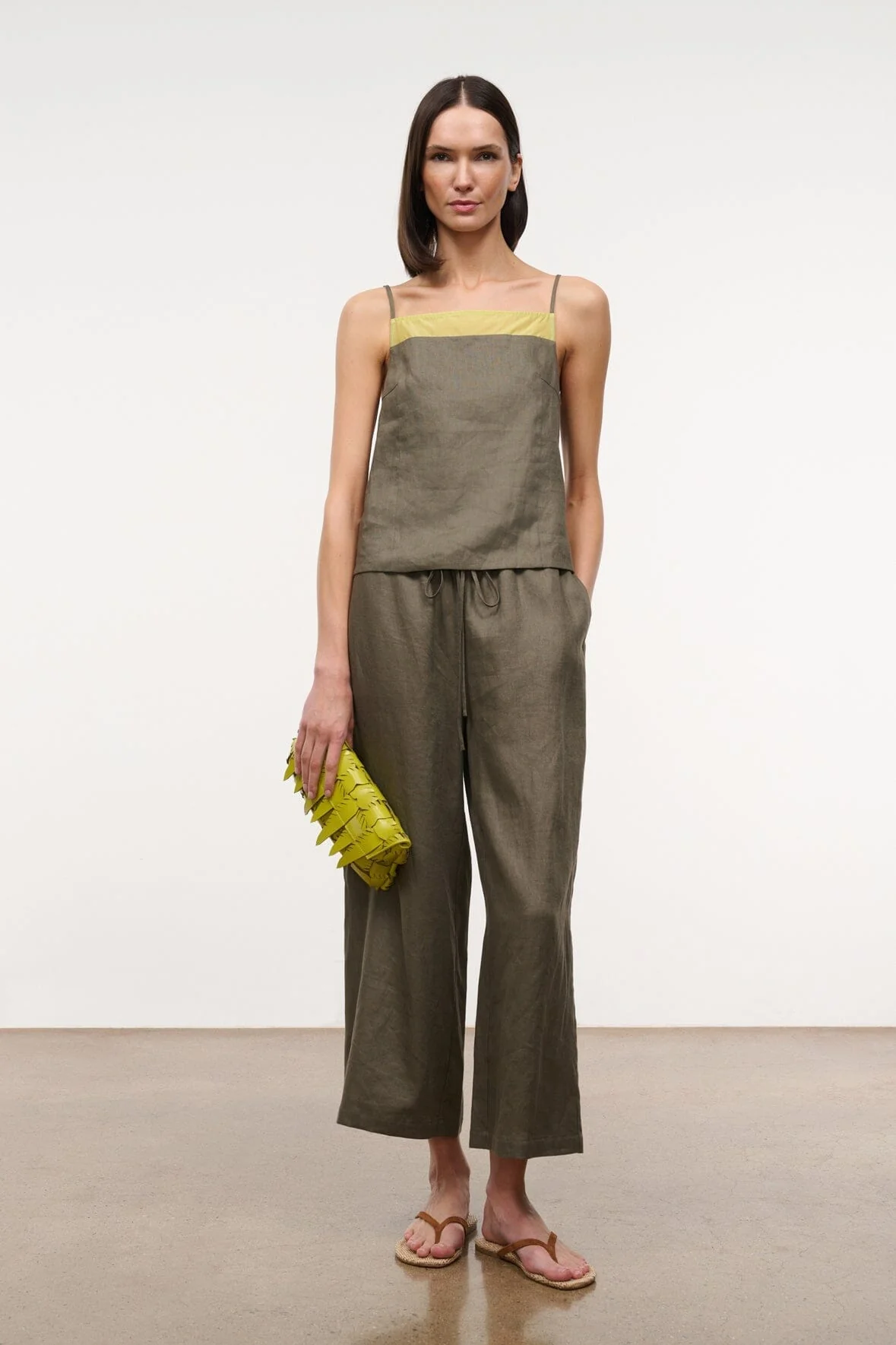 MATEO LINEN CROPPED PANT | THYME