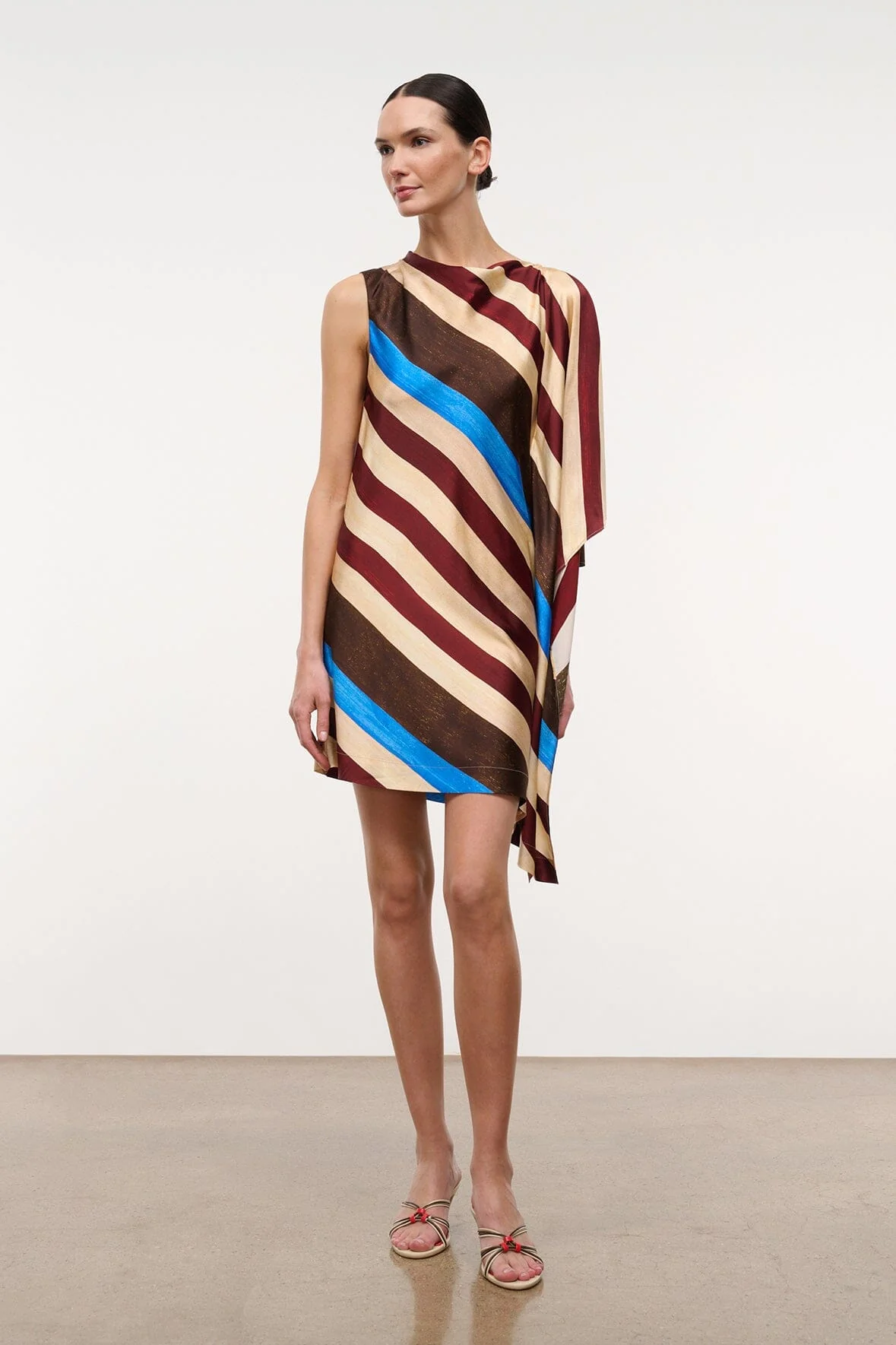 SABINA SILK DRESS | CAFFE STRIPE
