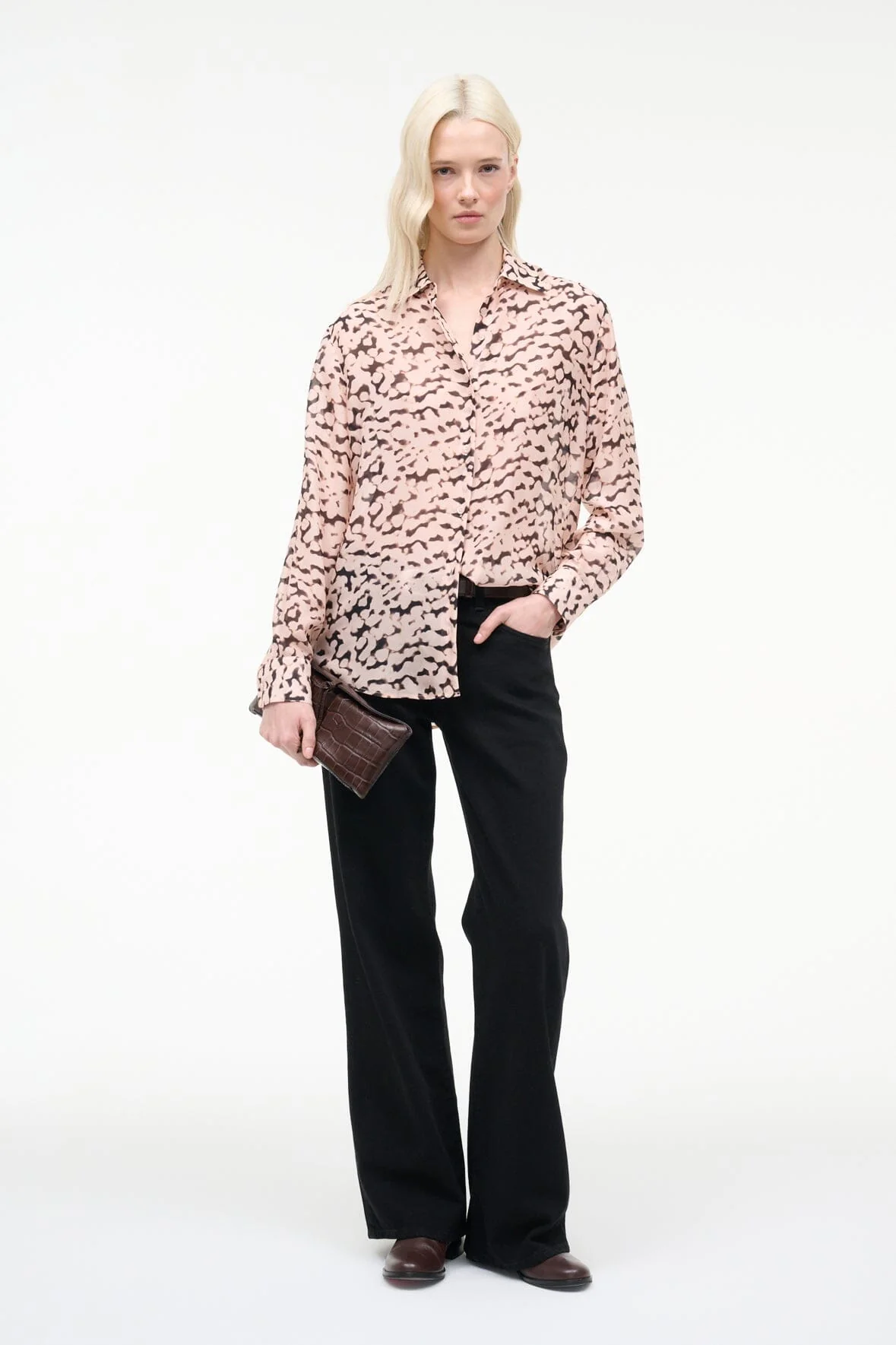 ROXBURY SILK SHIRT | ALMOND BLACK
