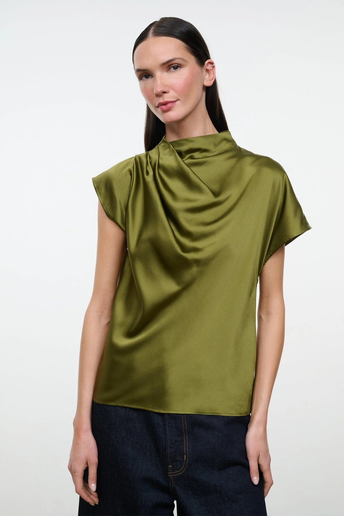 DAVINA SILK TOP | PEAR