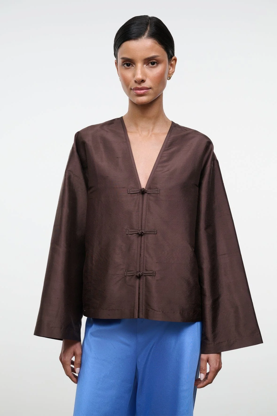 VITO SILK DUPIONI TOP | EARTH